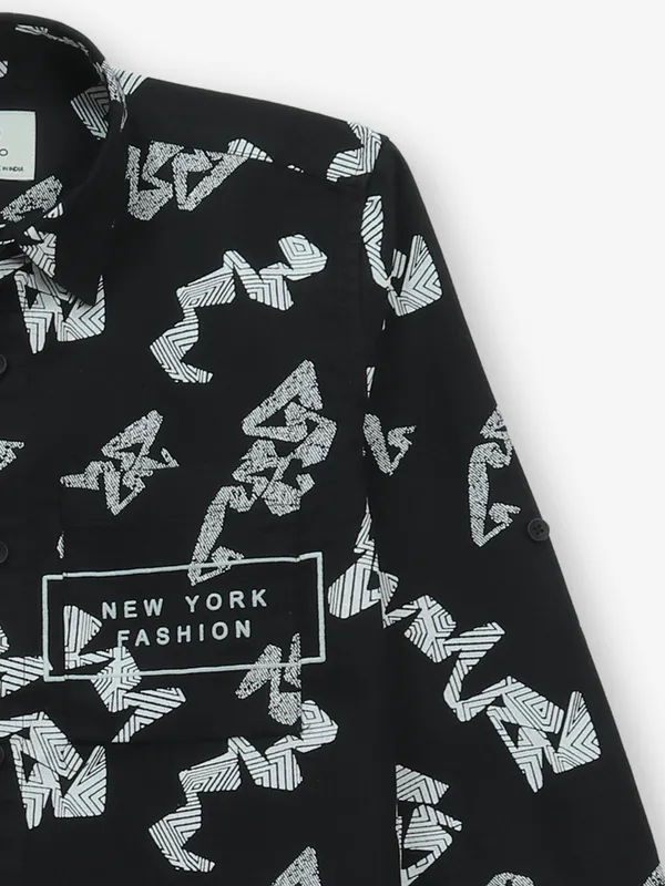 BLAZO black printed cotton shirt for casual wear