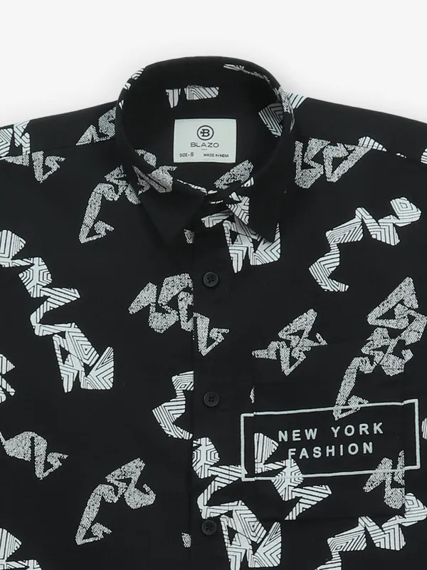 BLAZO black printed cotton shirt for casual wear