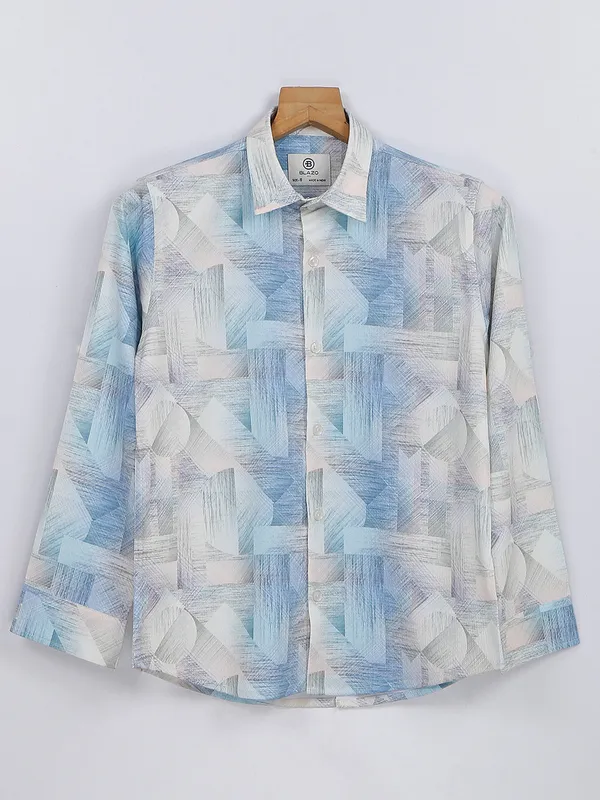 Blazo blue and off white printed shirt