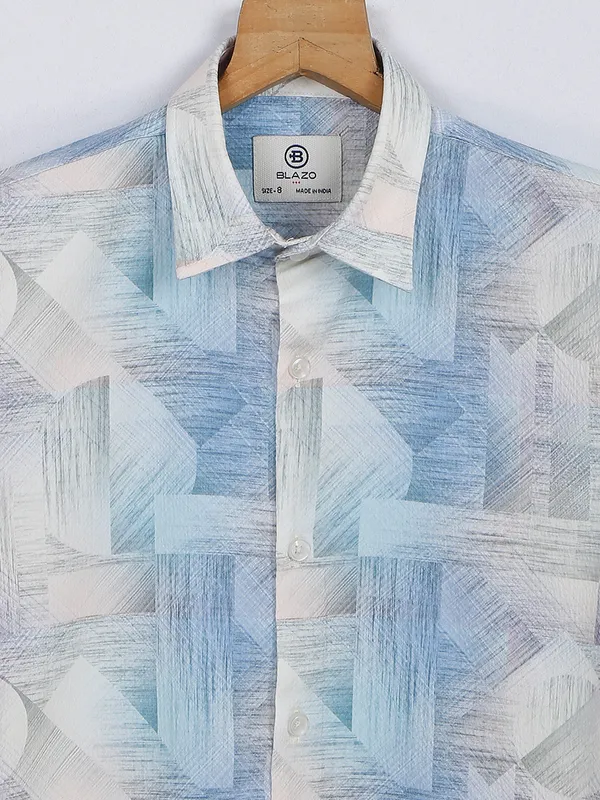 Blazo blue and off white printed shirt