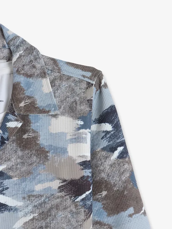 BLAZO blue and olive printed shirt