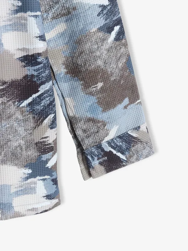 BLAZO blue and olive printed shirt