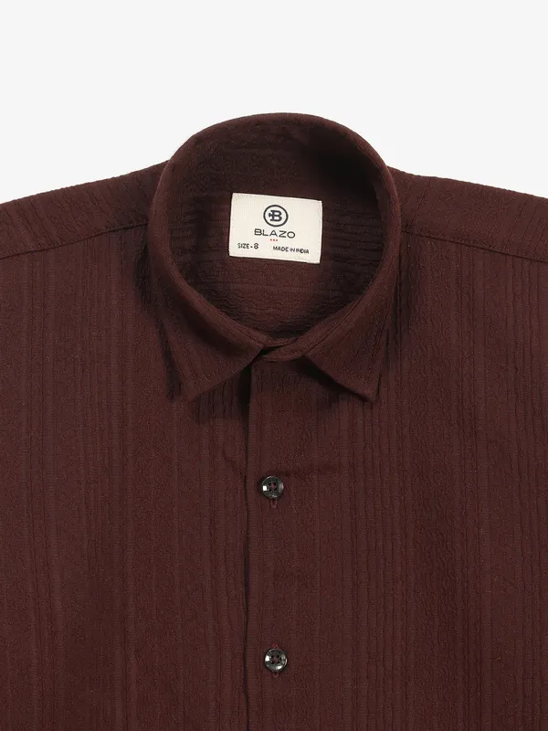 BLAZO brown cotton stripe shirt