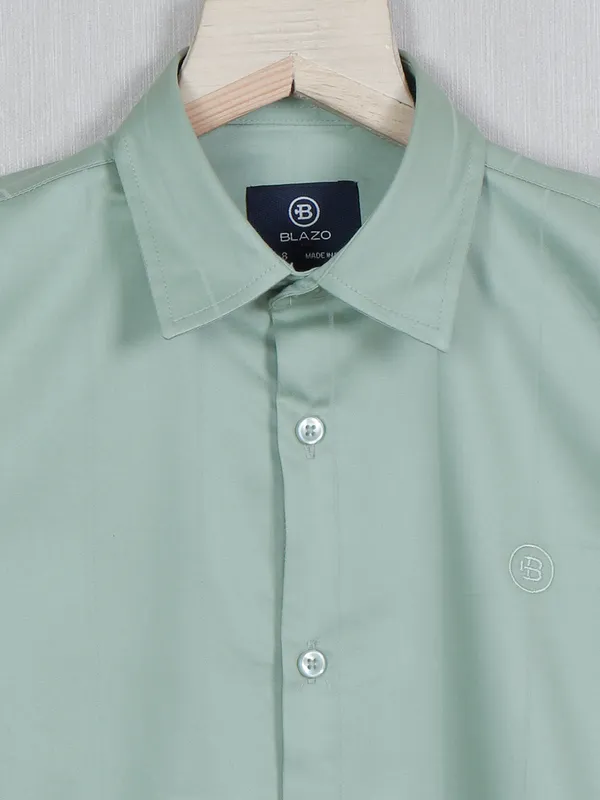 Blazo casual wear solid pistachio green shirt