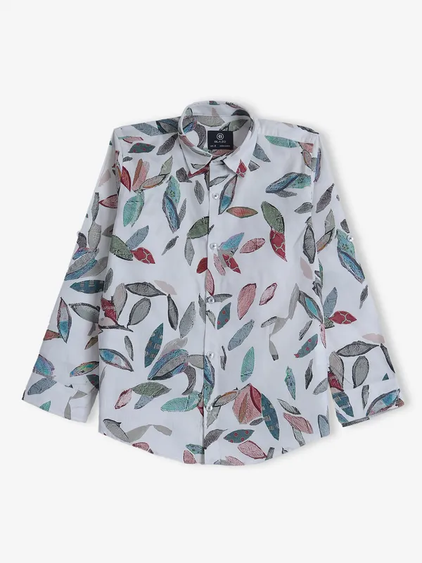 BLAZO cool white printed shirt in cotton