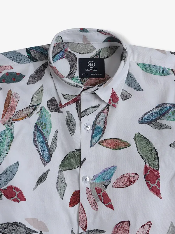 BLAZO cool white printed shirt in cotton