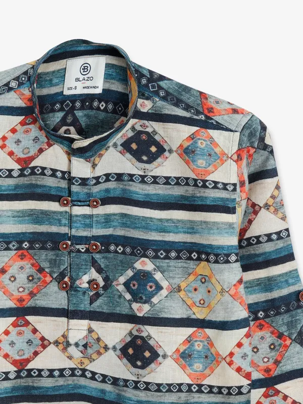 Blazo cotton beige printed shirt