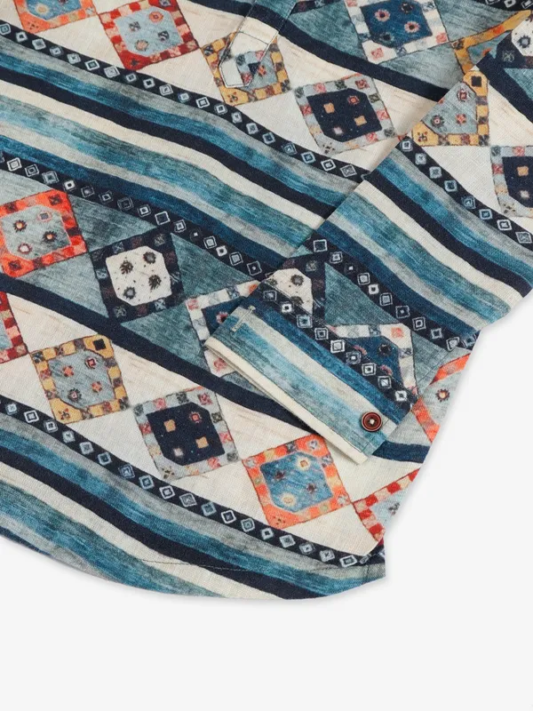 Blazo cotton beige printed shirt