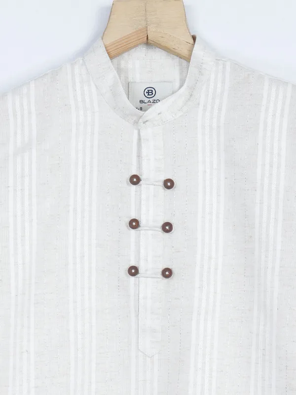 Blazo cotton full sleeves off white shirt