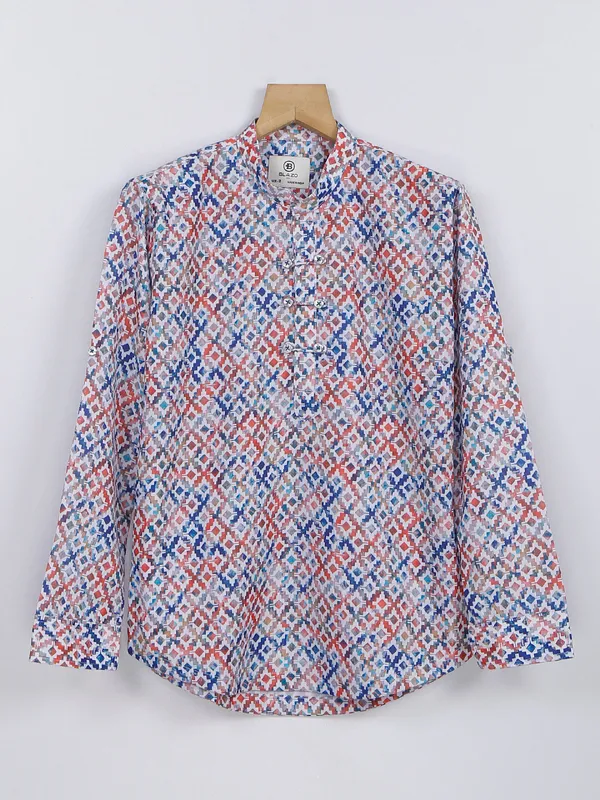 Blazo cotton multi color kurta style shirt