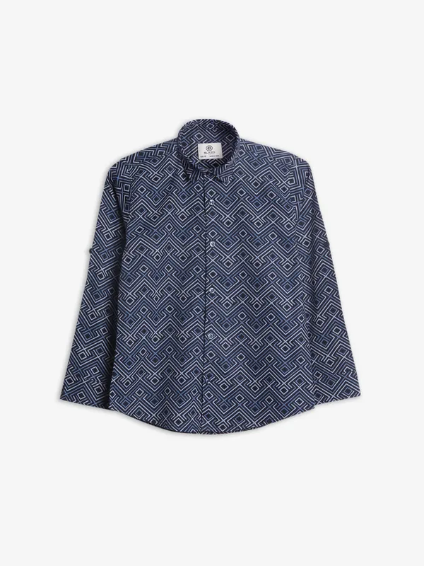 Blazo cotton navy printed shirt