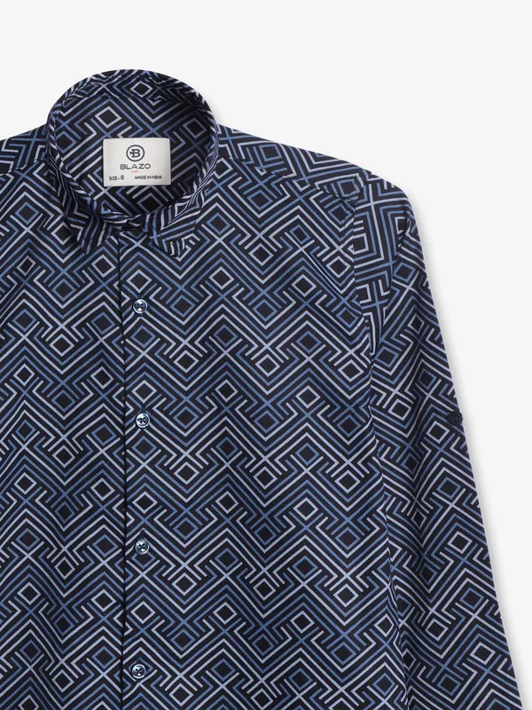 Blazo cotton navy printed shirt