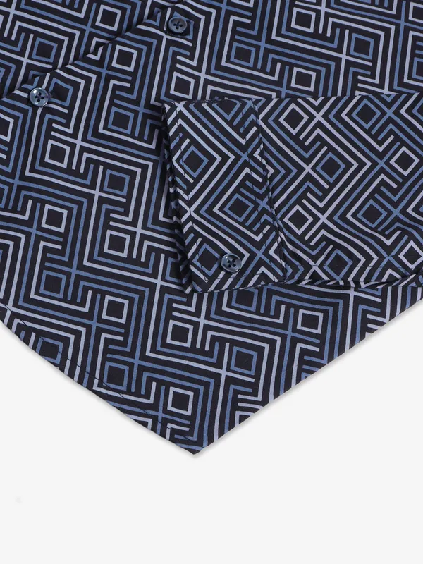 Blazo cotton navy printed shirt