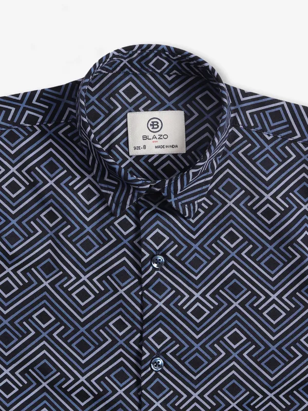 Blazo cotton navy printed shirt