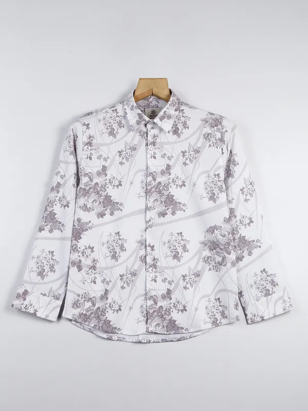 Blazo cotton off white printed pattern shirt