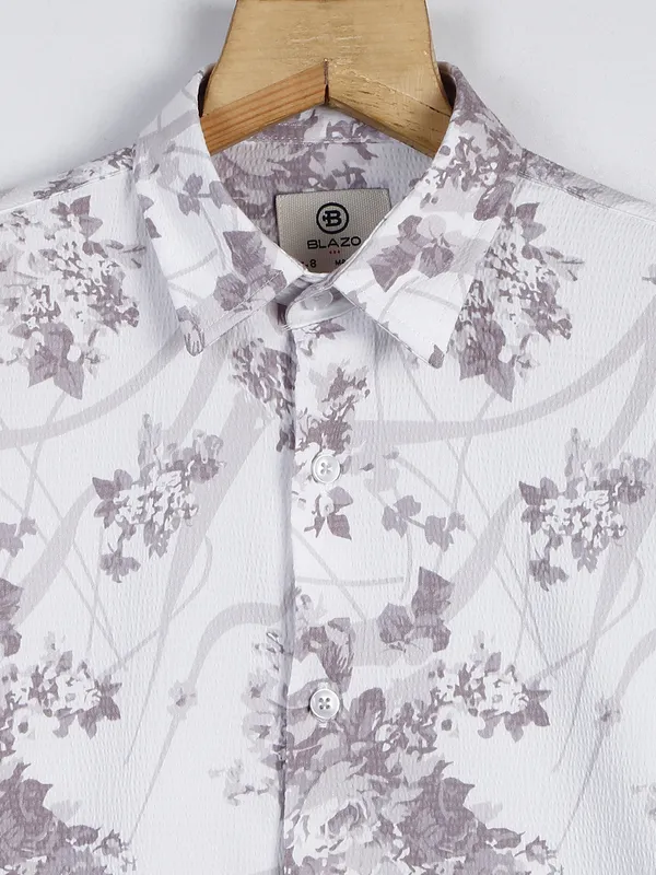 Blazo cotton off white printed pattern shirt