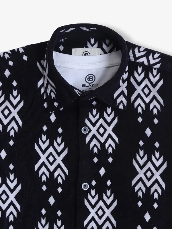 BLAZO cotton printed black shirt