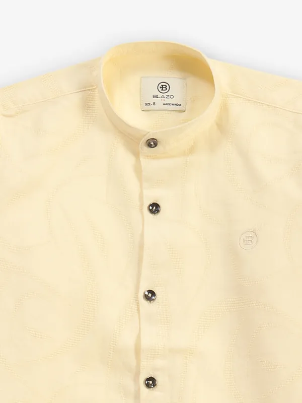 BLAZO cream printed cotton shirt
