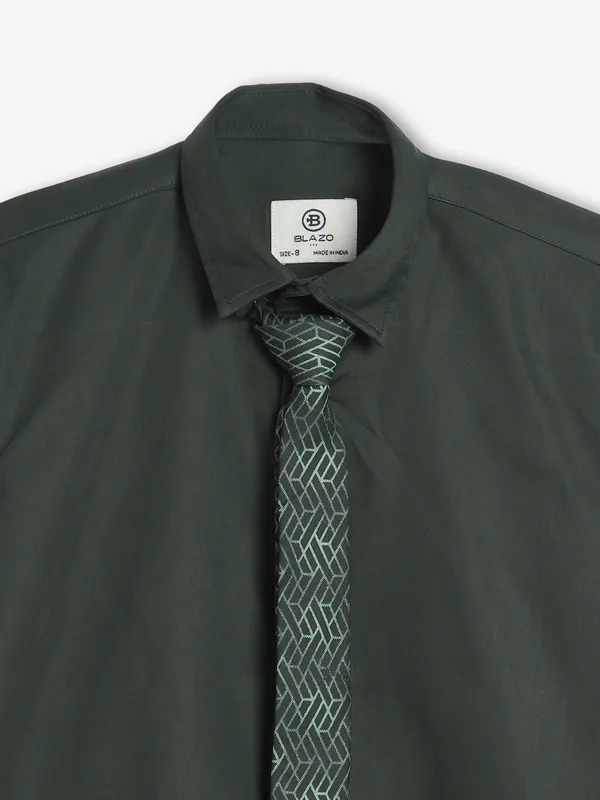 Blazo dark green cotton plain shirt