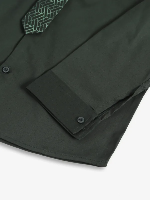 Blazo dark green cotton plain shirt