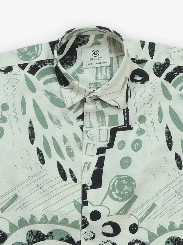 BLAZO green cotton printed shirt