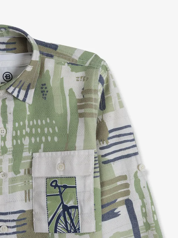 BLAZO green printed cotton shirt