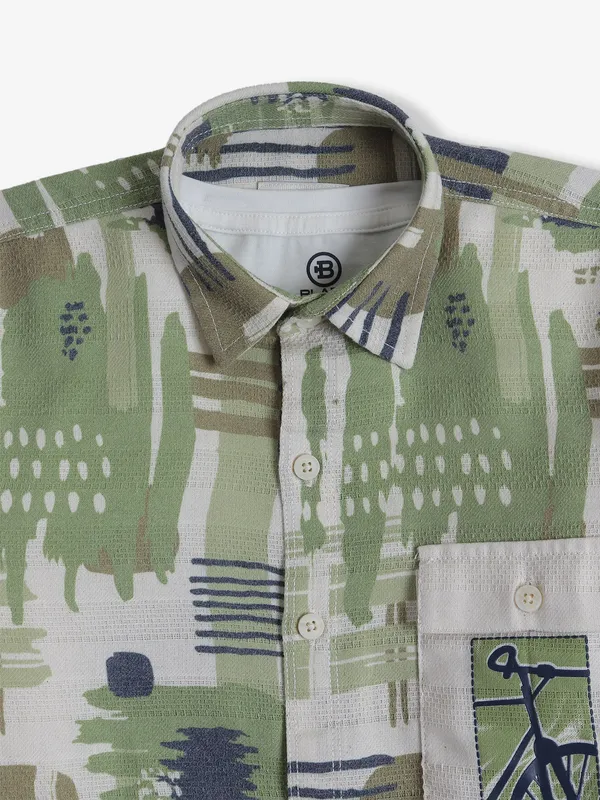 BLAZO green printed cotton shirt