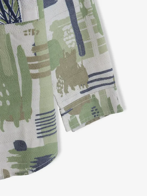 BLAZO green printed cotton shirt