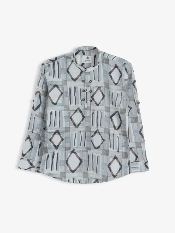 Blazo grey printed cotton shirt