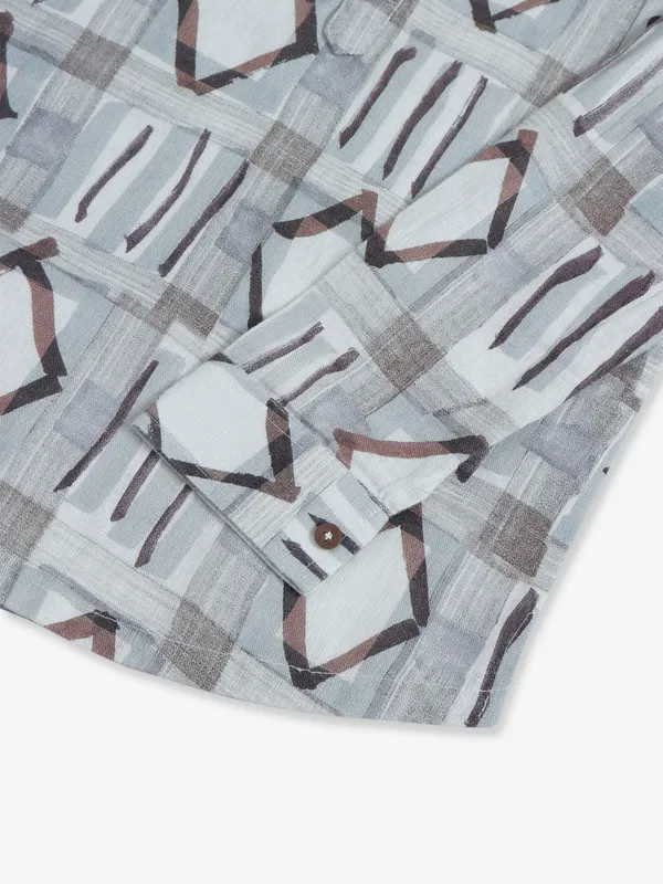 Blazo grey printed cotton shirt