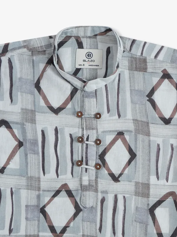 Blazo grey printed cotton shirt