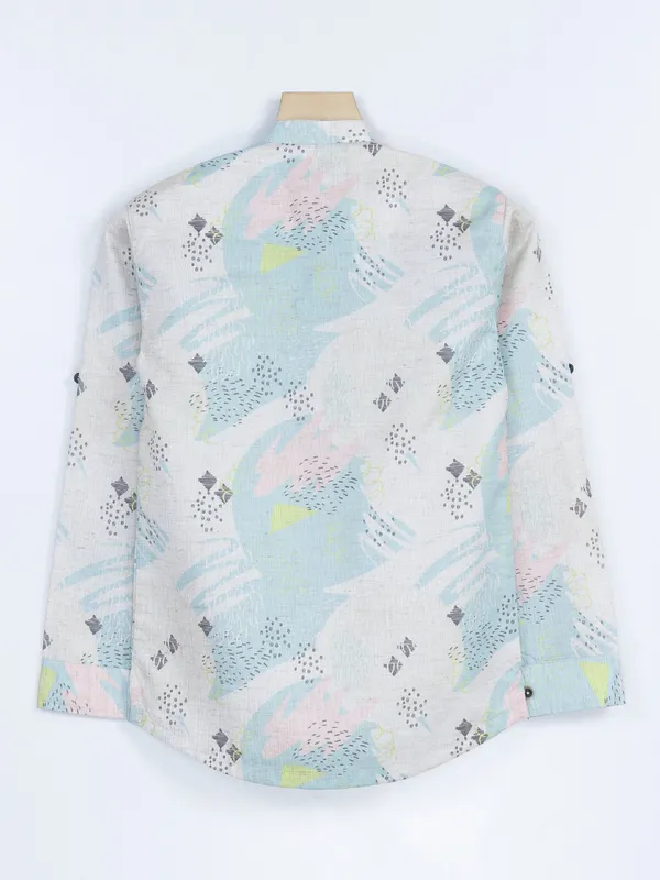 Blazo kurta style off white cotton shirt