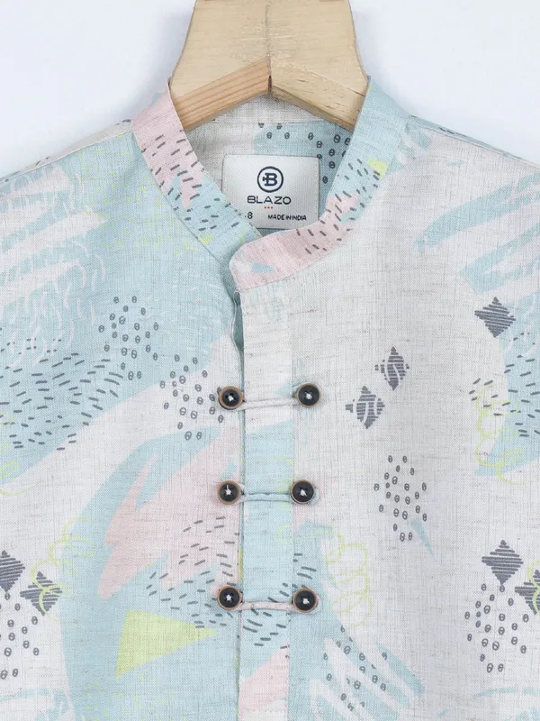 Blazo kurta style off white cotton shirt