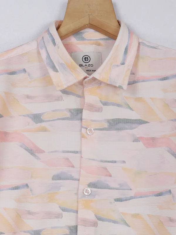 Blazo light yellow shirt in printed