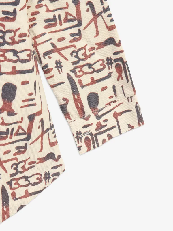 BLAZO maroon printed cotton kurta syle shirt