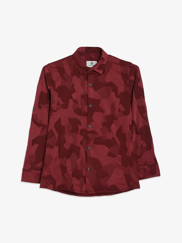 Blazo maroon texture cotton shirt