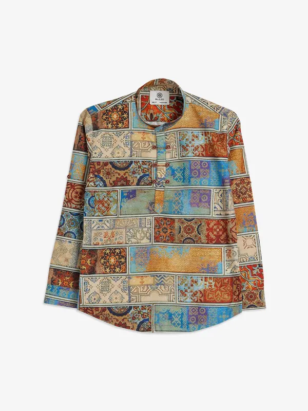 Blazo multi color printed kurta style shirt