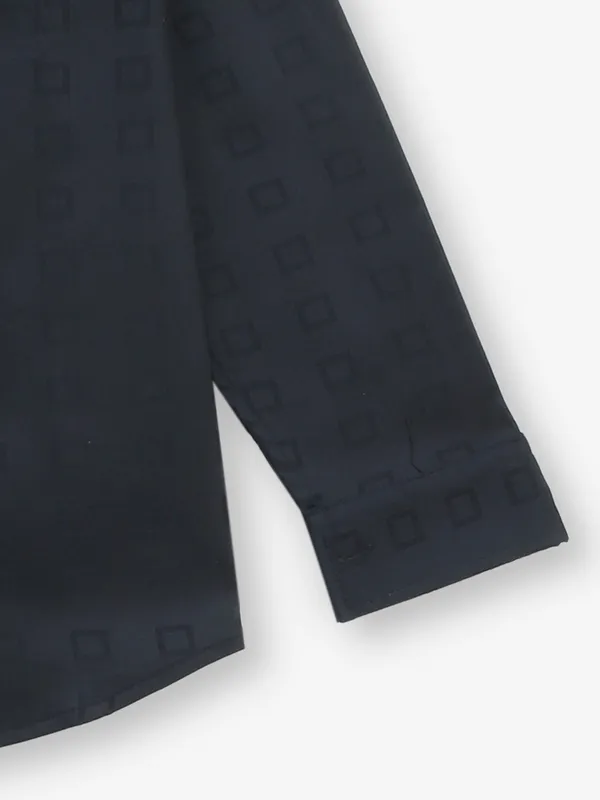 BLAZO navy cotton casual shirt with print