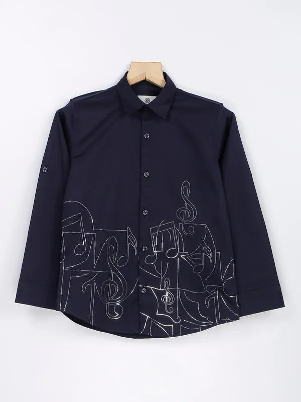 Blazo navy cotton full sleeves shirt