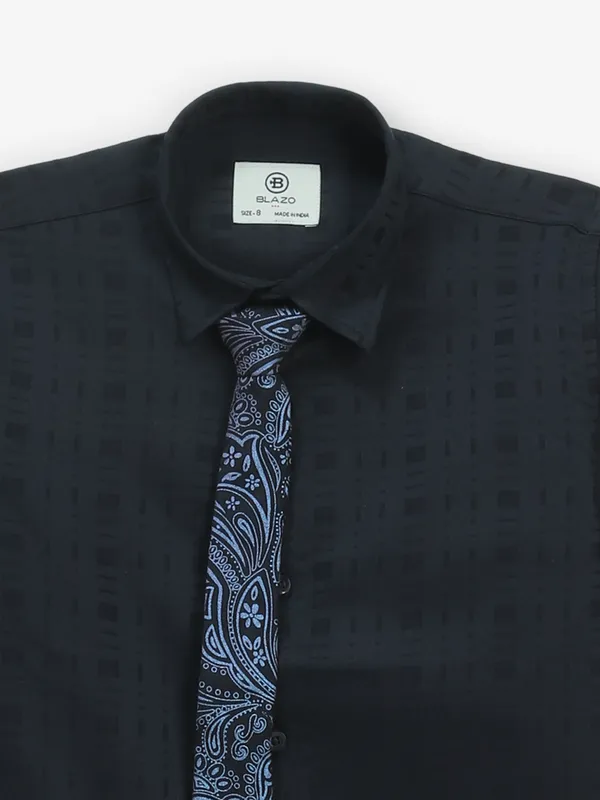 BLAZO navy cotton shirt with print