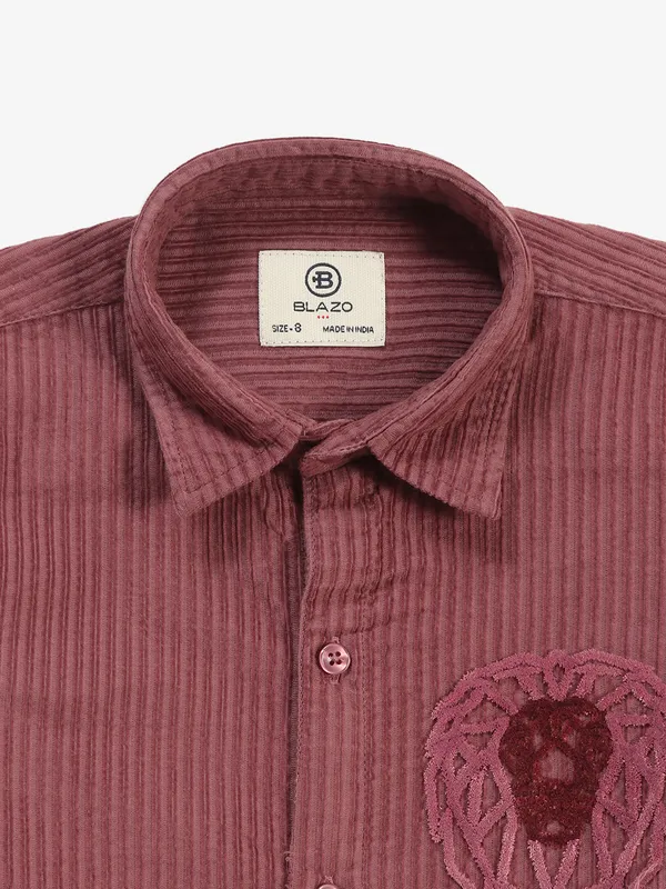 BLAZO onion pink cotton stripe shirt