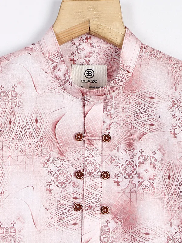 Blazo onion pink printed kurta style shirt