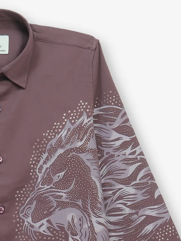 BLAZO onion pink printed linen shirt