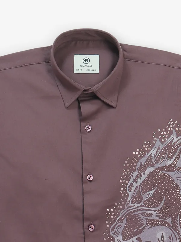 BLAZO onion pink printed linen shirt
