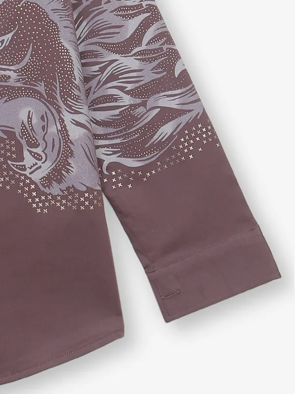 BLAZO onion pink printed linen shirt