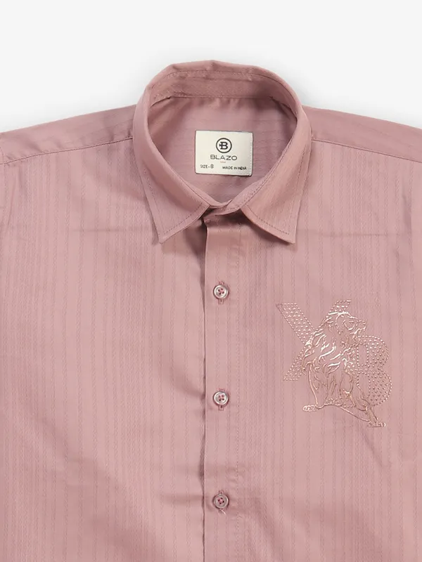 BLAZO onion pink stripe cotton shirt