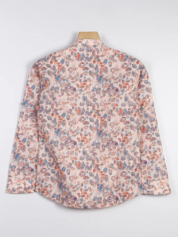 Blazo peach cotton printed kurta style shirt