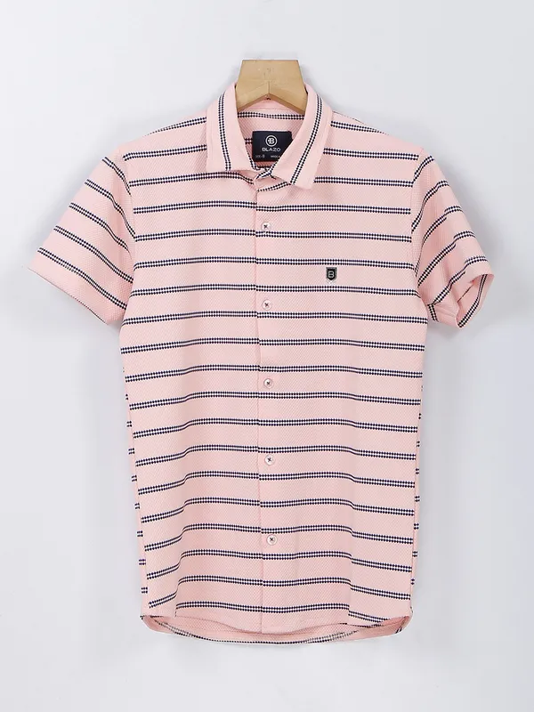 Blazo peach stripe knitted shirt
