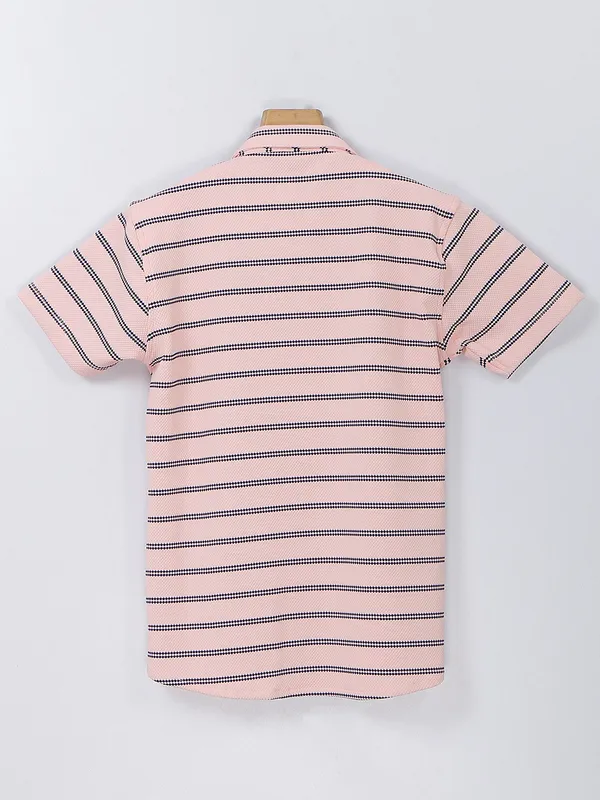Blazo peach stripe knitted shirt
