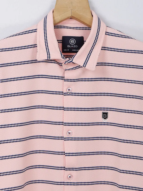 Blazo peach stripe knitted shirt